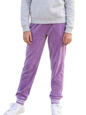 FILA Junior Purple Velour Track Pants Athleisure Loungewear Medium